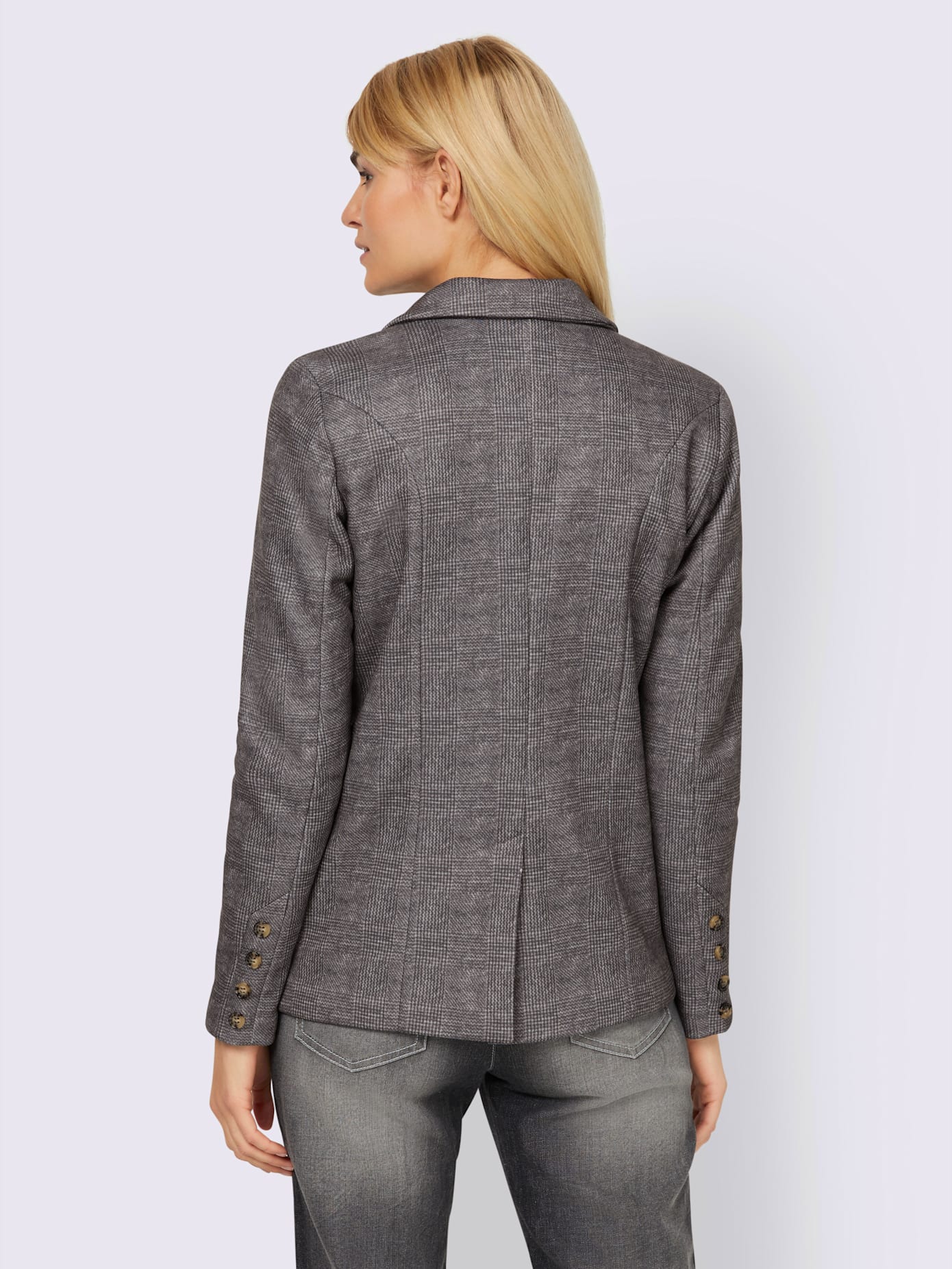 Blazer en jersey motif à carreaux