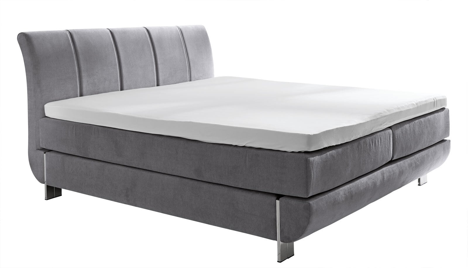 Boxspringbett Teneriffa Stoff Grau ca. 180 x 200 cm