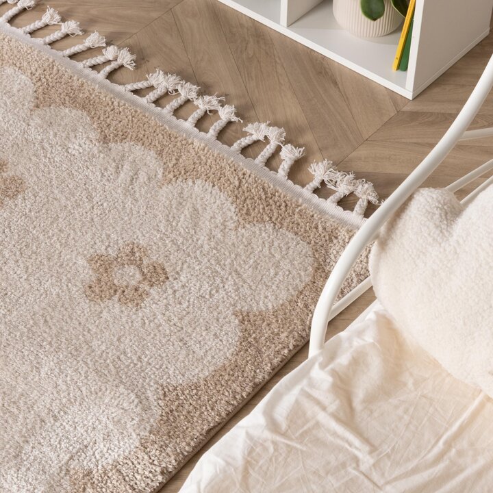 Wasbaar kindervloerkleed - Moos Flower Creme