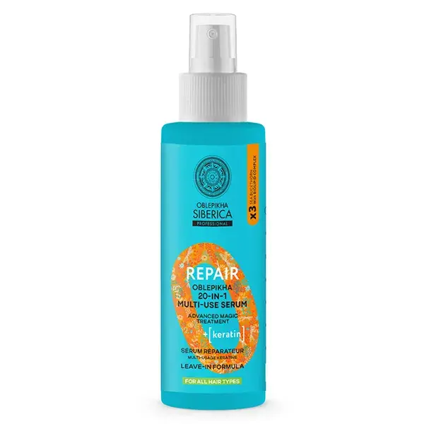 Natura Siberica Oblepikha O Sérum 20-en-1 Repair Kératine à l'argousier cheveux secs et abimés 200ml