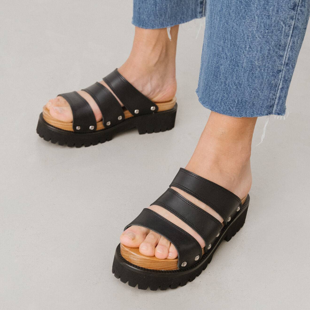Jonak Mules en Cuir Malcolm noires - Talon 5.5 cm