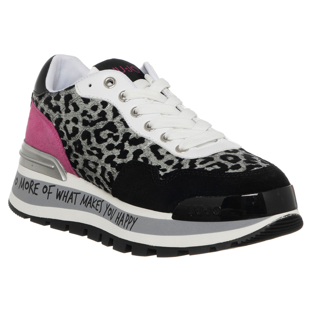 Liu-Jo Sneakers en Velours de cuir Lena noir/gris/leopard