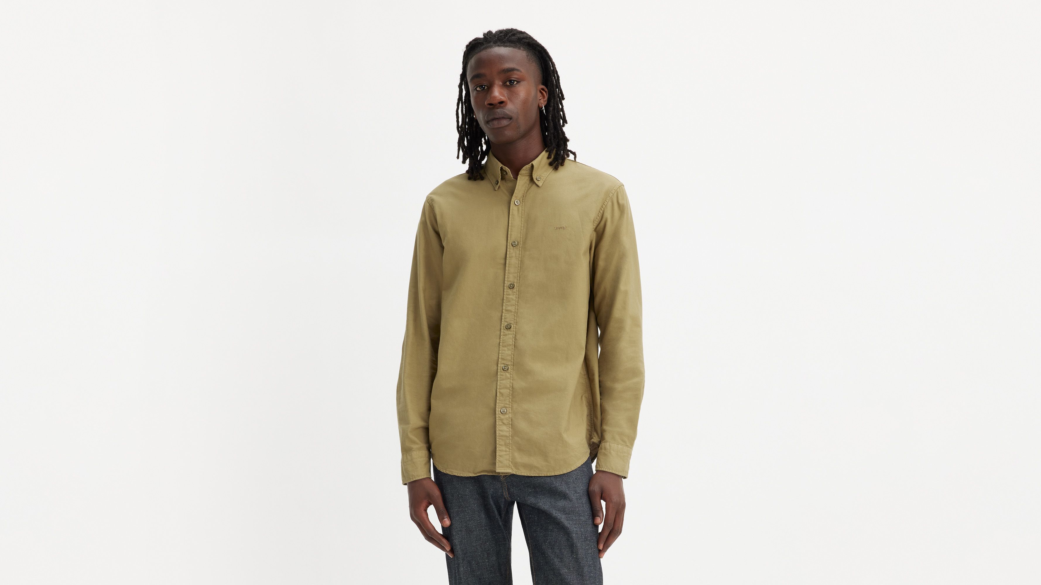 Chemise Authentic col boutonné - Milrok Khaki Garment Dye - Beige