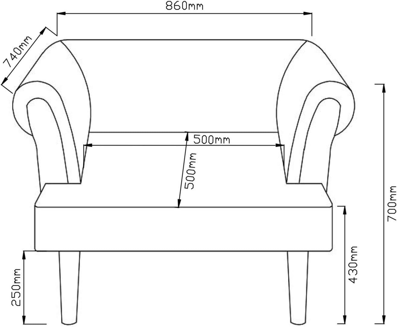 Atlantic Home Collection Charlie Sessel, Armlehnenstuhl mit Massivholzfüßen, Samt, Rot, 74 x 86x 70