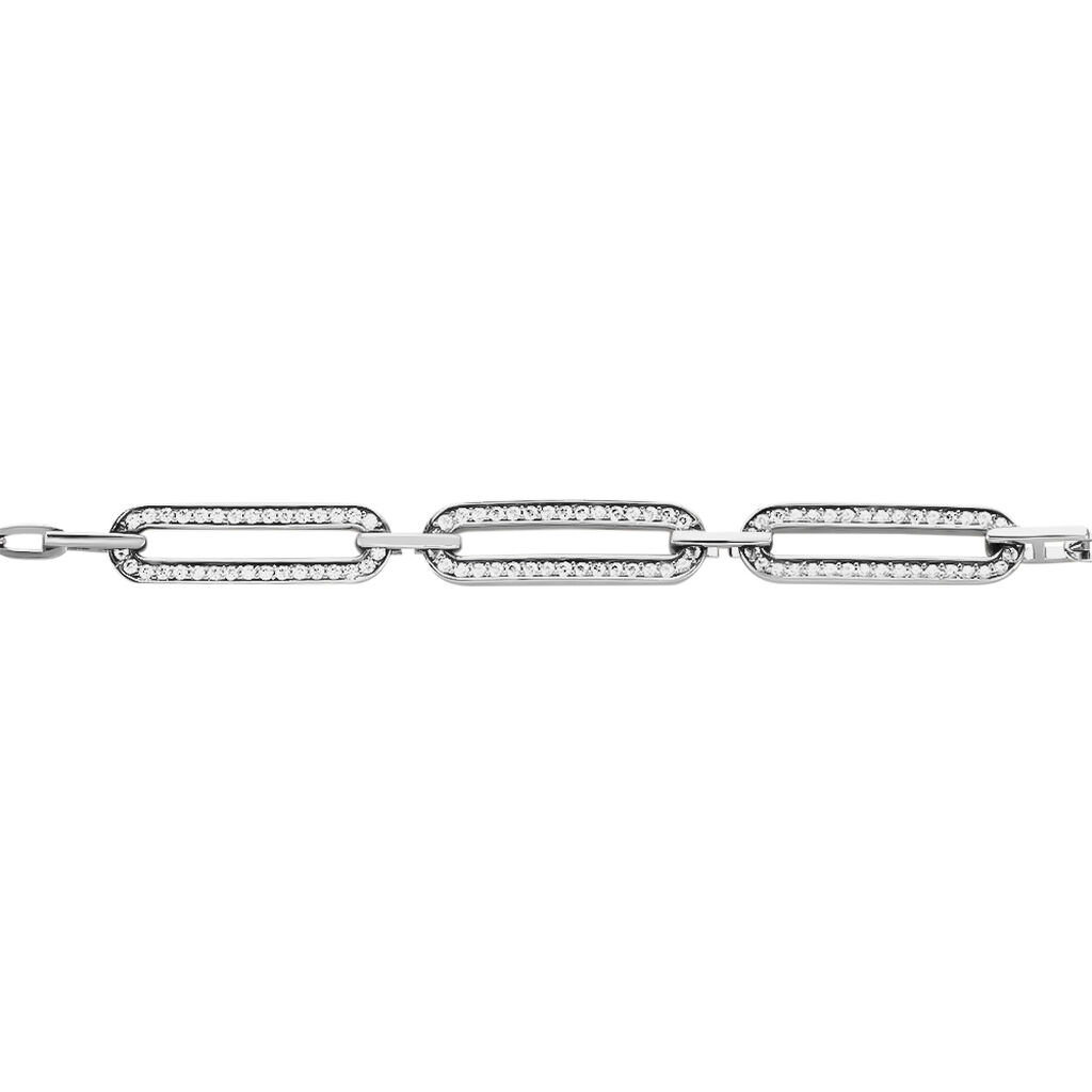 Bracelet Trait D'union Argent Blanc Oxyde De Zirconium