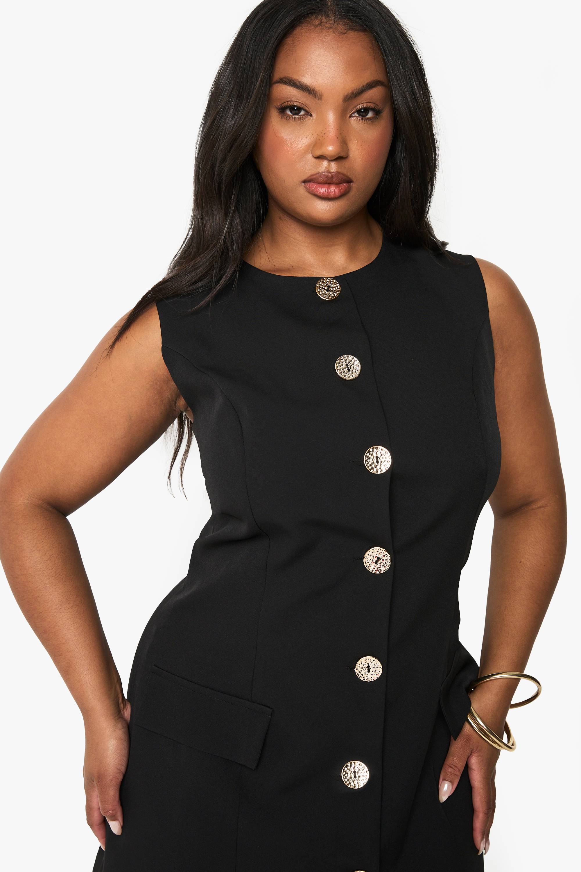 boohoo ROBE BLAZER À BOUTONS D'OR