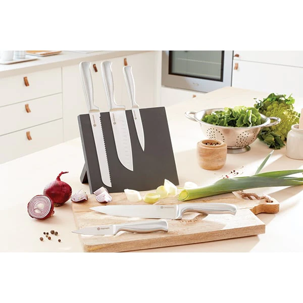 Lot bloc universel magnétique porte couteaux et set de 5 couteaux Math