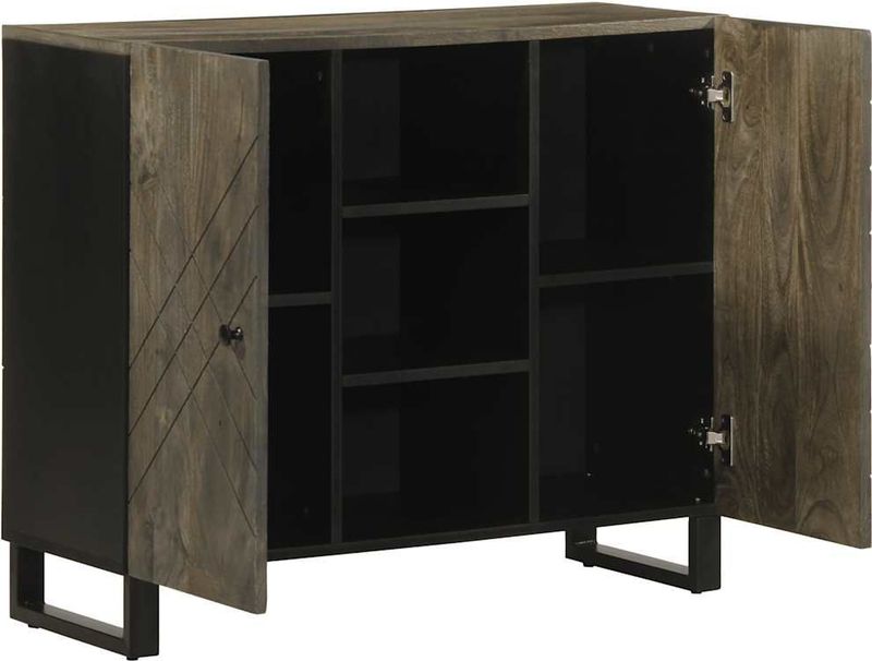 vidaXL - Dressoir - Zwart - Massief Mangohout - 90x33x75 cm
