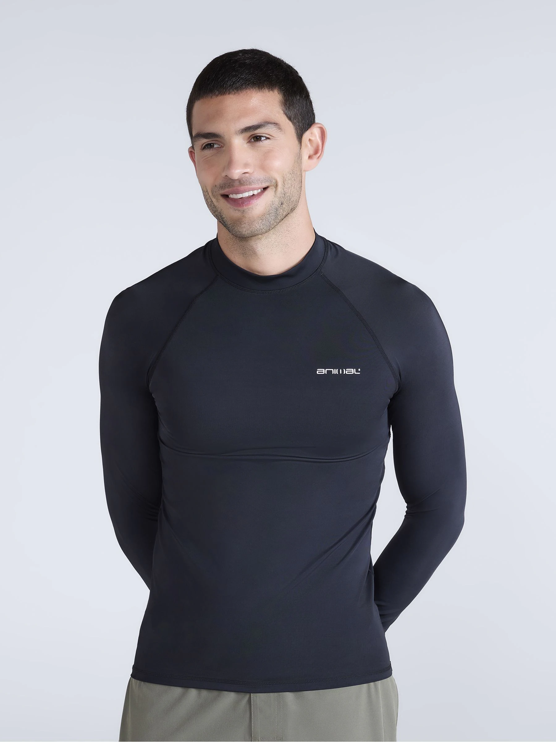 Zwart - Animal Sonny sneldrogend surfhemd met logo voor heren
