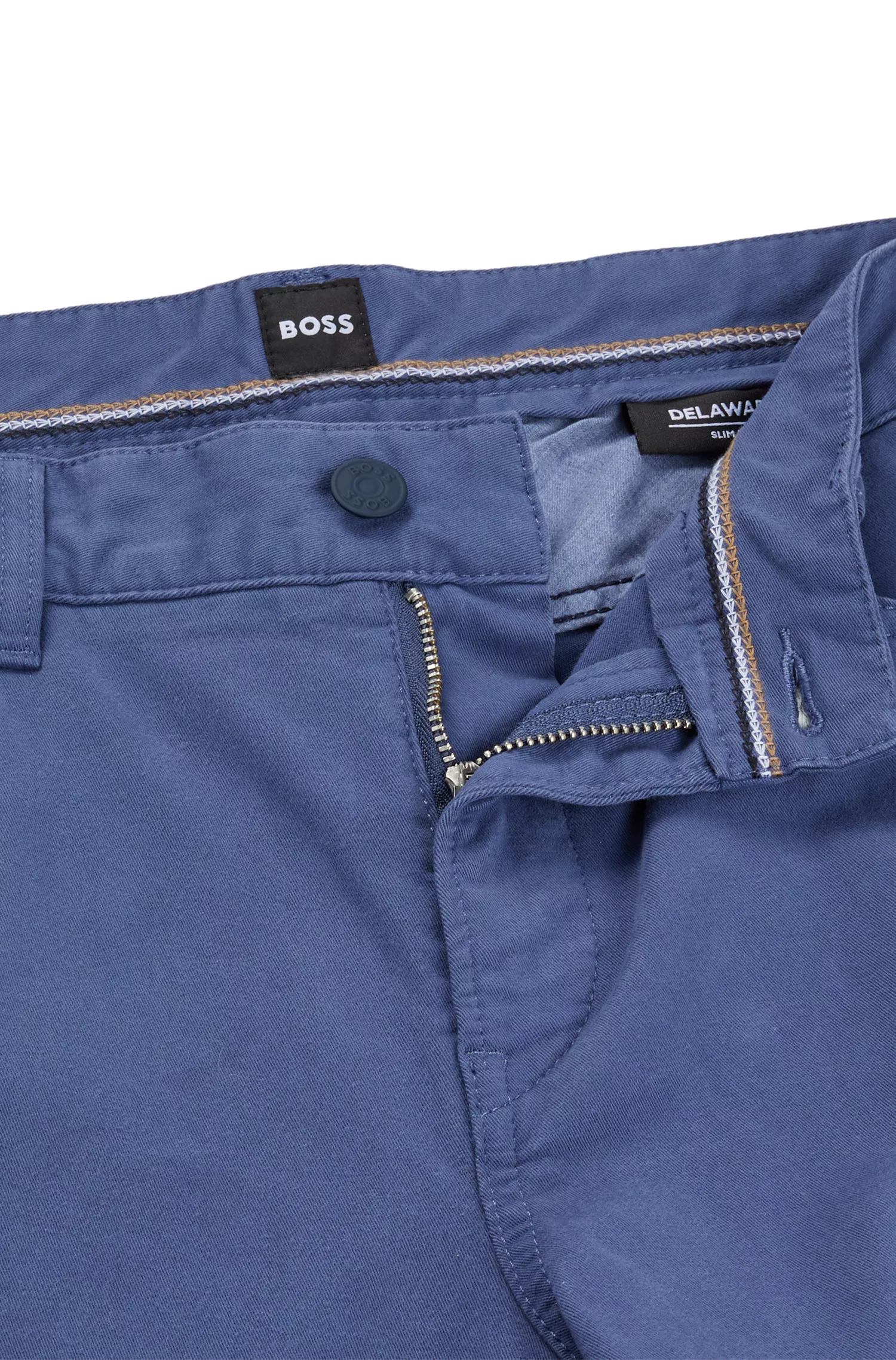 Calça jeans BOSS preta, corte slim, em gabardine de denim elástico.