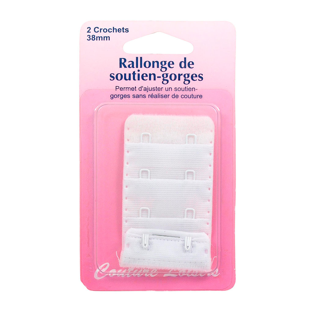 Rallonge soutien-gorge 2 crochets blanc 38mm