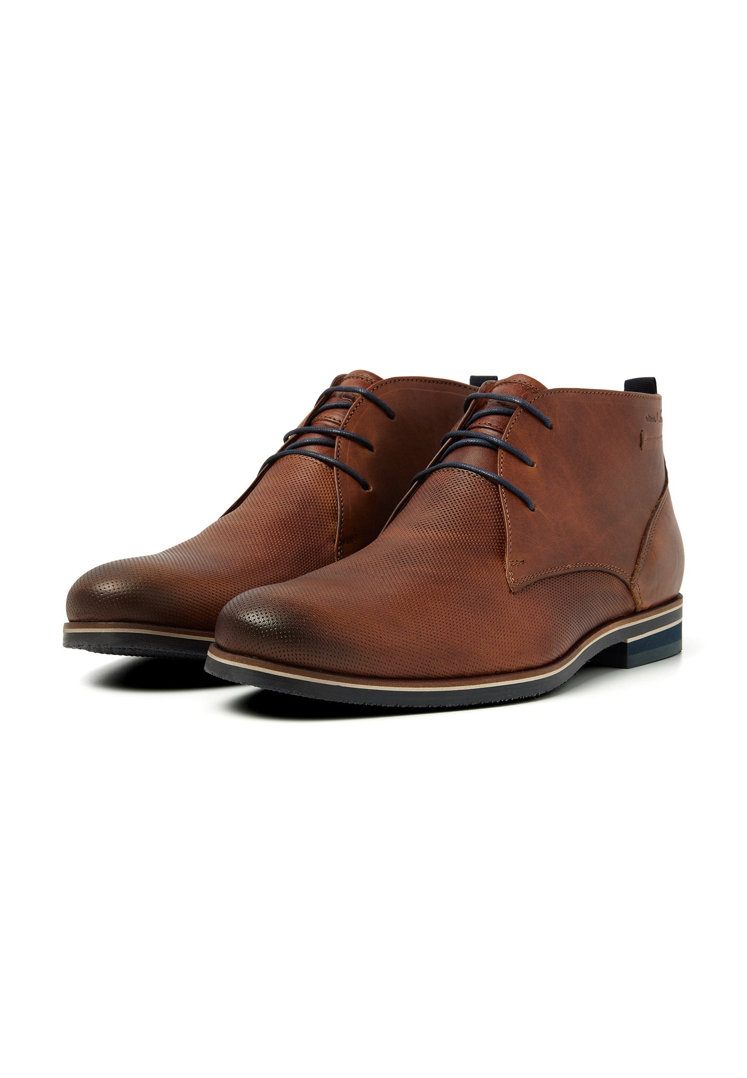 Bruin cognac gladleren Sabinus halfhoge veterschoen