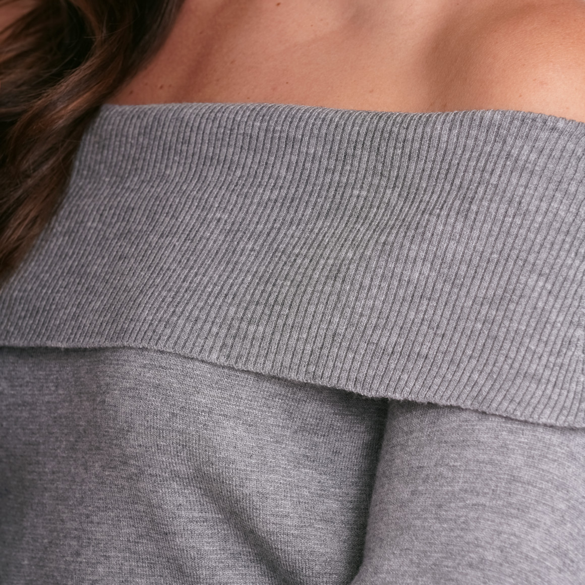 Gina Collection Damen Strickpullover mit Rippenbündchen grau