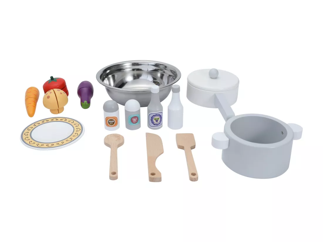 Cuisine Enfant Multifonctionnelle 5 en 1 - ORYXEARTH - 60x29x80.5cm - Bois - Blanc Cassé - Mixte