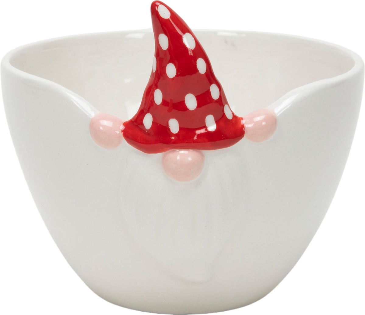 Schaal Gnoom rood / wit D 13,5 H 12,5 cm
