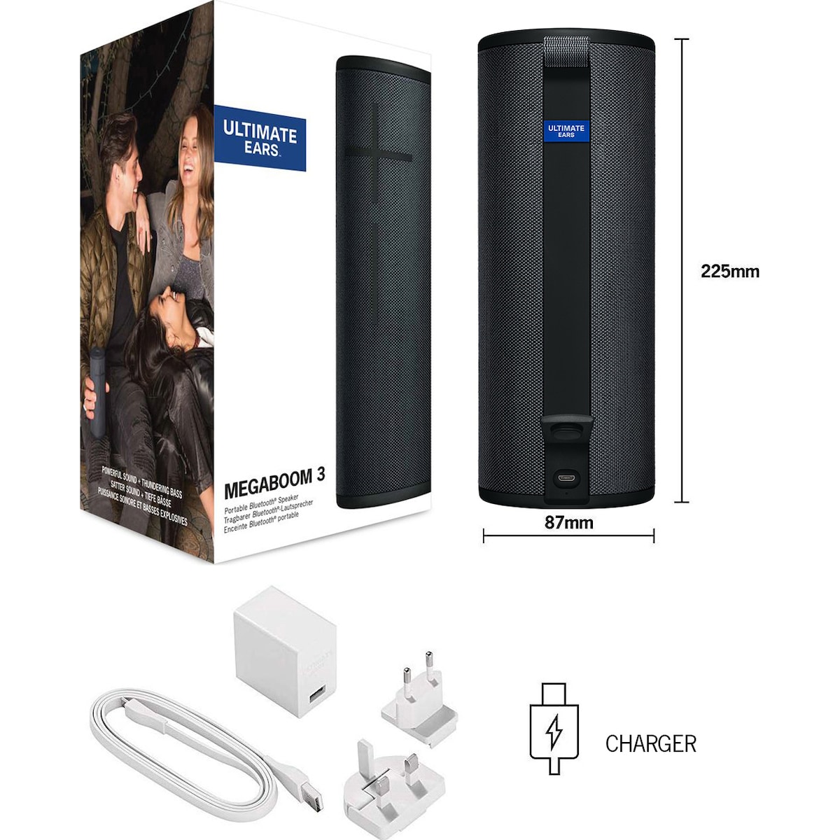 Ultimate Ears Megaboom 3 trådløs høyttaler (sort)