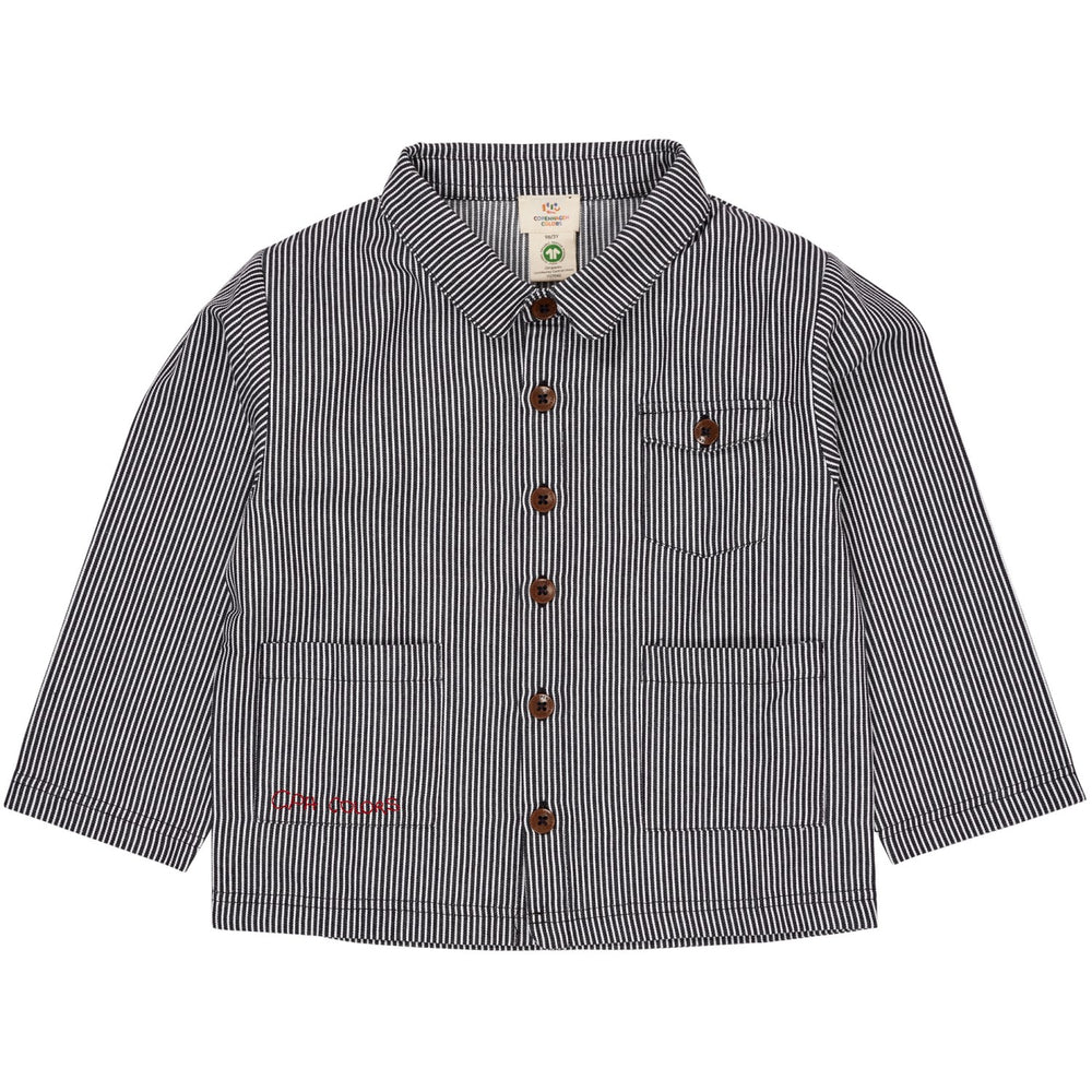 Køb COPENHAGEN COLORS Navy Stripe Striped Twill Jakke m. Lommer