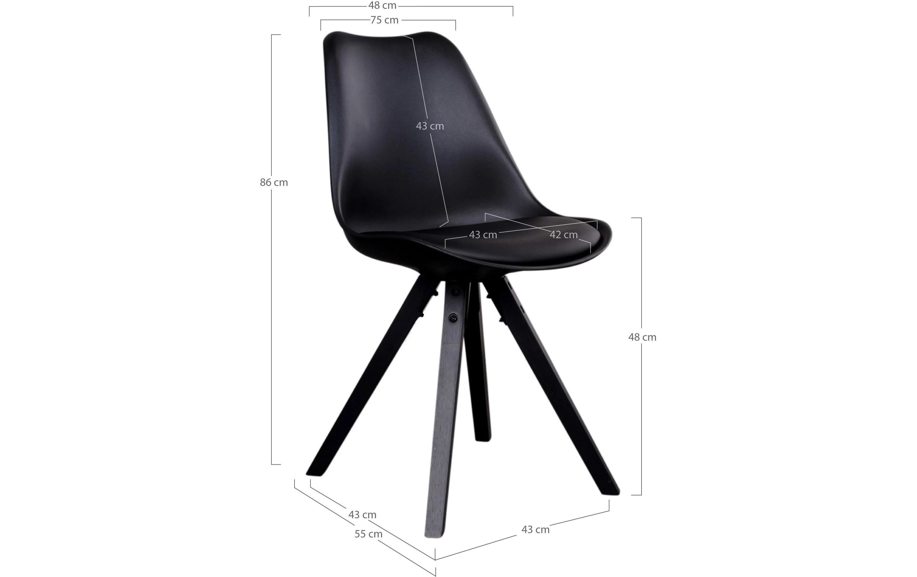 Stuhl Bergen 2 Stück, 86 x 55 cm, Schwarz<br>Esszimmerstühle