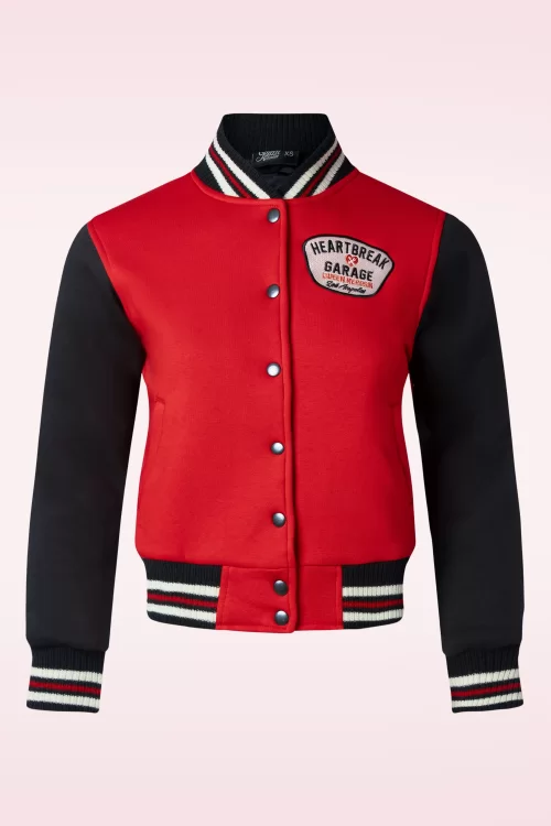 Queen Kerosin Heartbreak Garage College Sweat jacket in rood