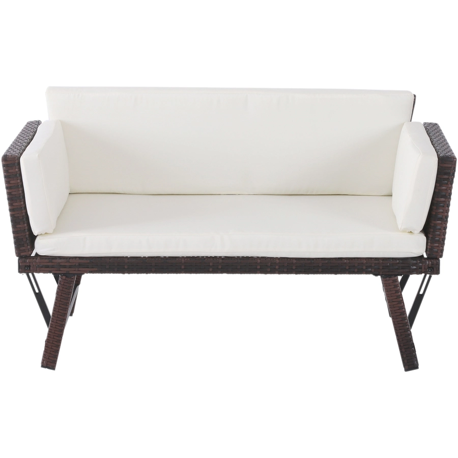 Outsunny Gartensofa mit klappbaren Armlehnen braun, beige