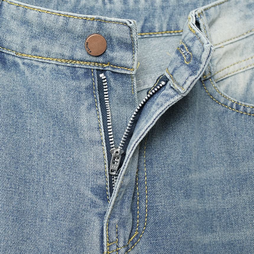 Bolgivy - Mid Rise Washed Wide Leg Jeans