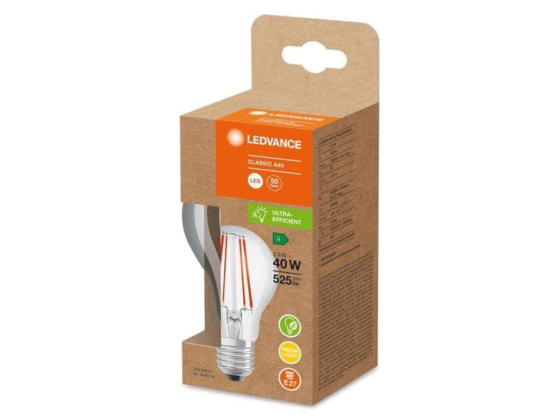OSRAM Lampe Clas A 40, 2.5W, E27, Warmweiss LED-Lampen, klassische Kolbenform