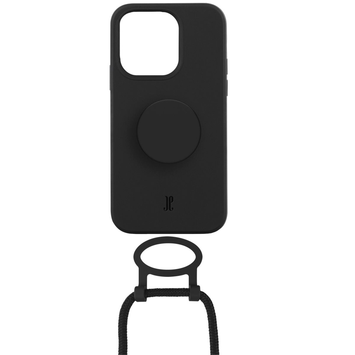 (by Just Elegance) iPhone 14 Pro Max PopGrip 3in1 Necklace Gummi Hülle   Handykette (150cm)   PopSockets (30153) - Schwarz