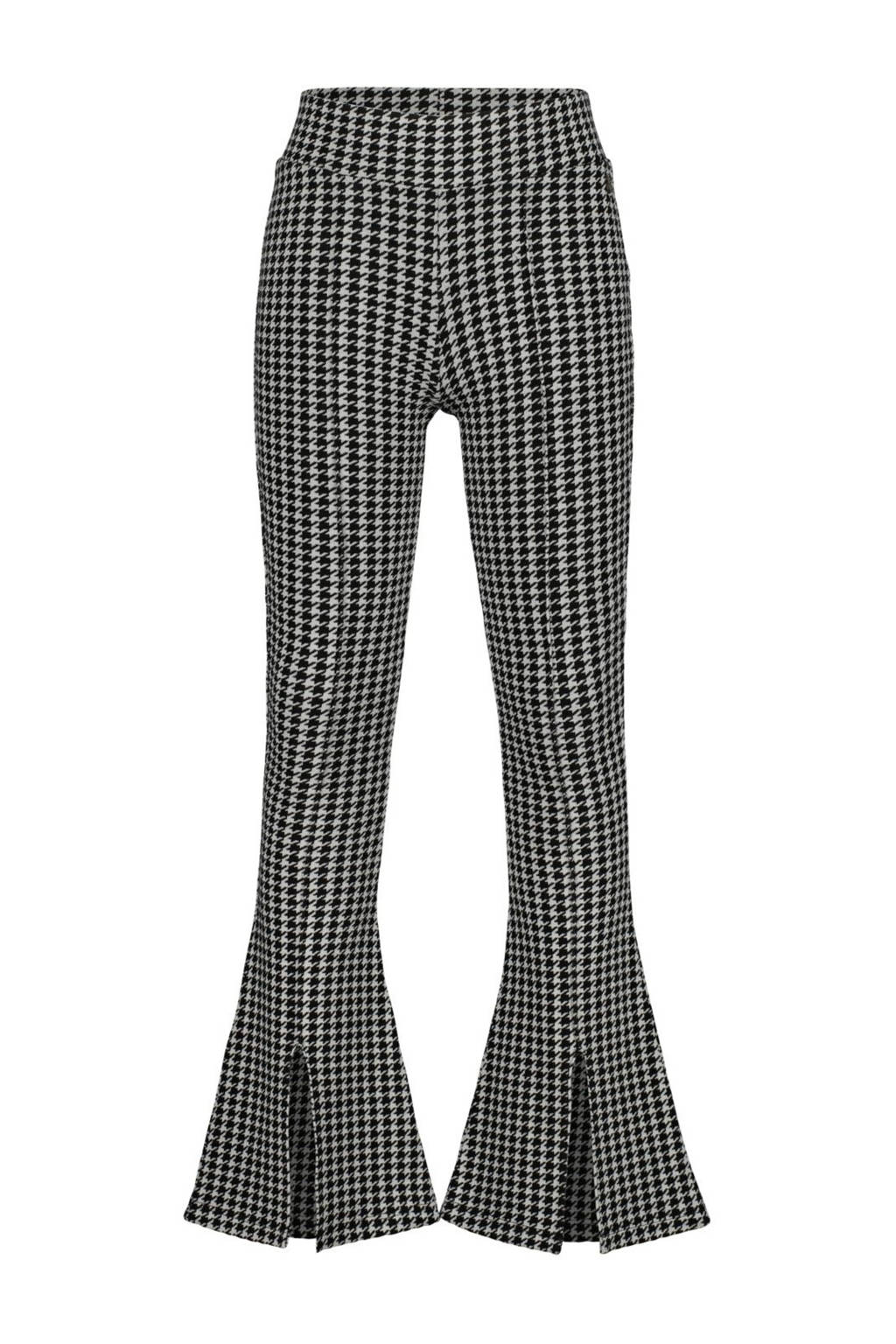 Vingino flared broek Sarita met pied-de-poule zwart/wit