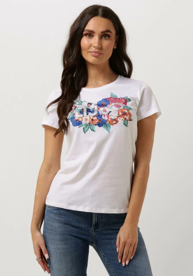 LIU JO witte liu jo t-shirt jersey+liujo allover t-shirt