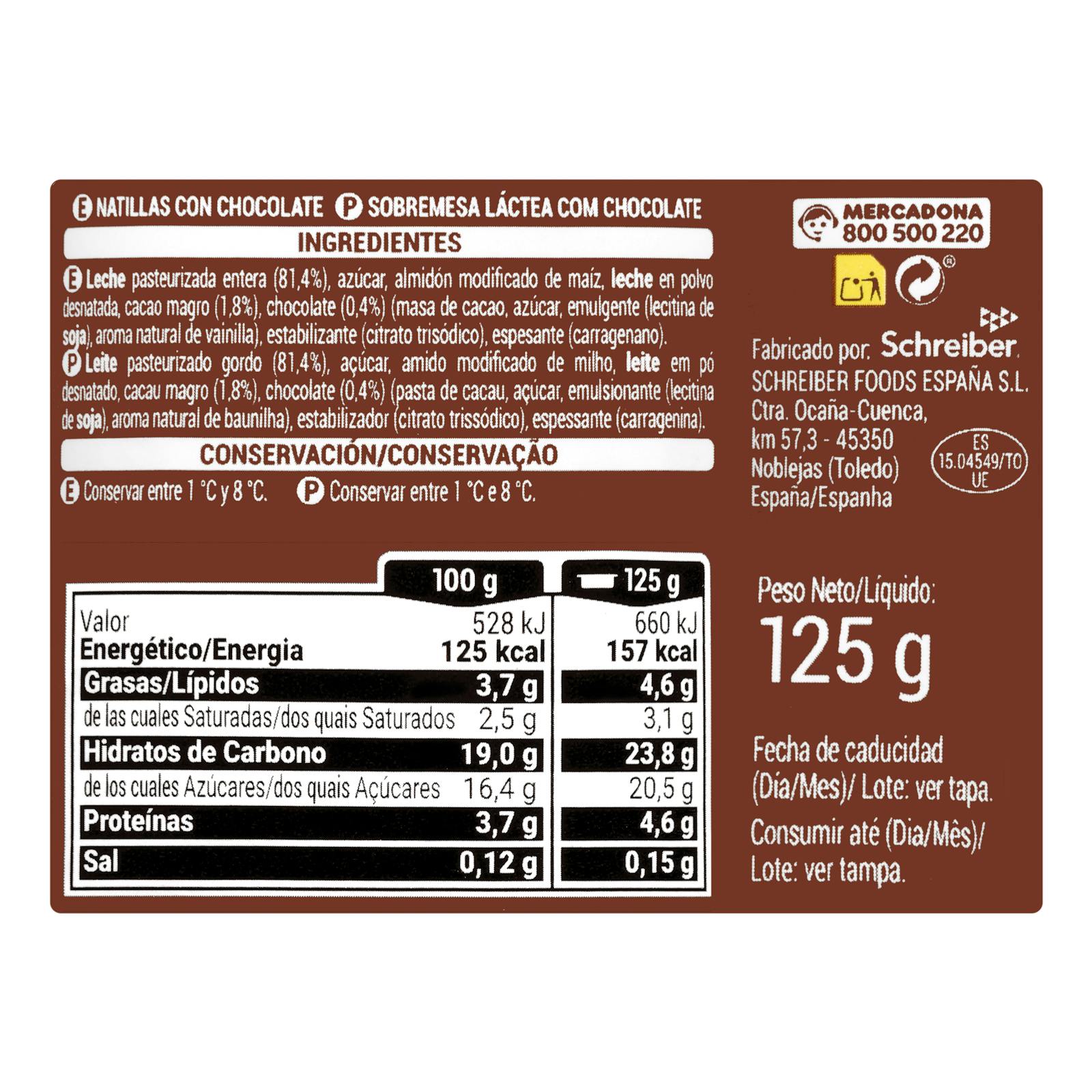 Crème anglaise au chocolat au lait Hacendado