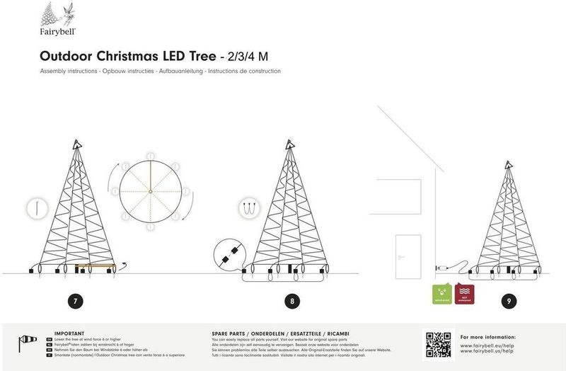 Fairybell LED Kerstboom voor buiten inclusief mast - 4 meter - 640 LEDs - Multi colour