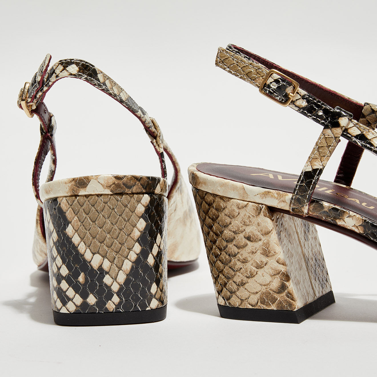 Avril Gau Slingbacks en Cuir Ning écaille blanches - Talon 6 cm