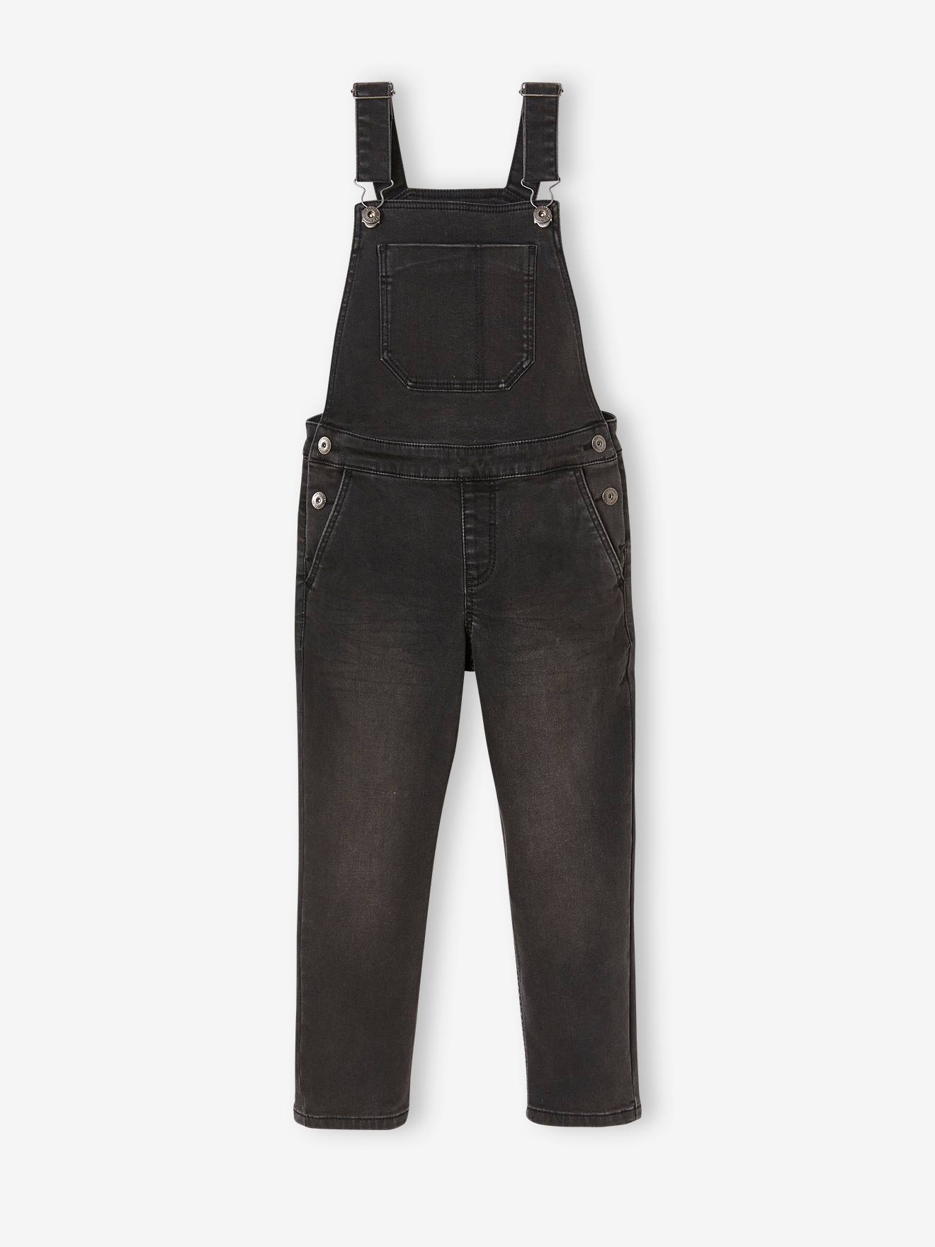 Macacão jeans preto liso para meninos