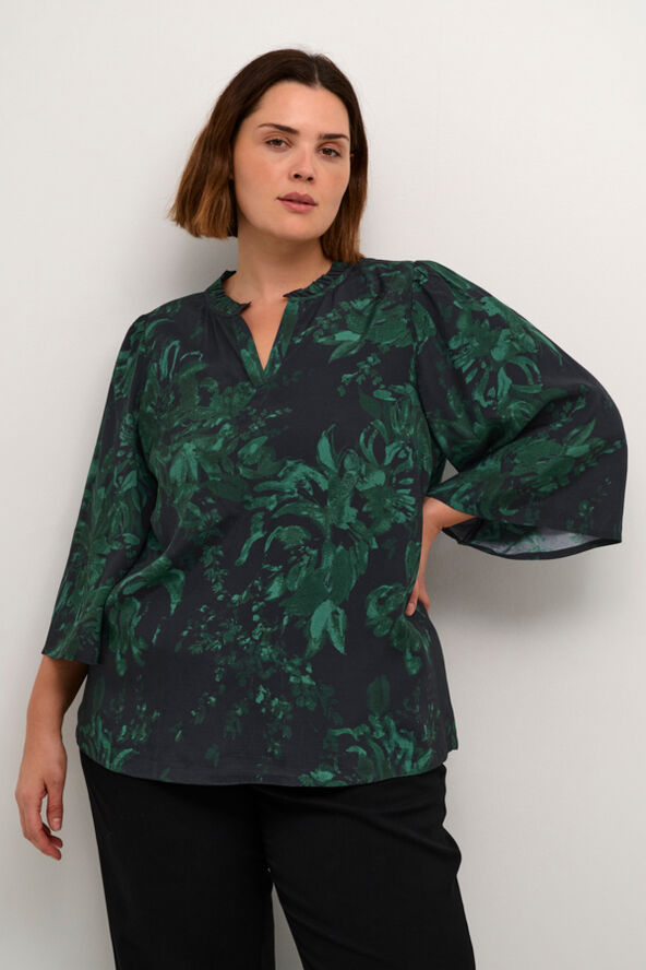 Kaffe Curve KCmina Blouse Black/green painted flower