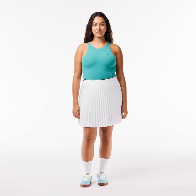 Jupe courte plissée avec ceinture élastiquée Robes & Jupes - Blanc - Lacoste - Femme