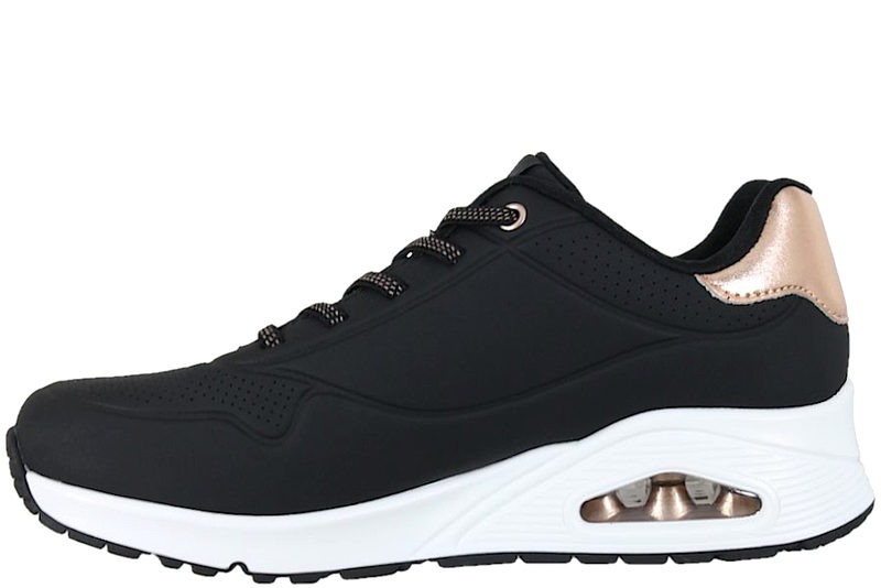 SKECHERS UNO SHIMMER AWAY SNEAKERS I SORT TEKSTIL