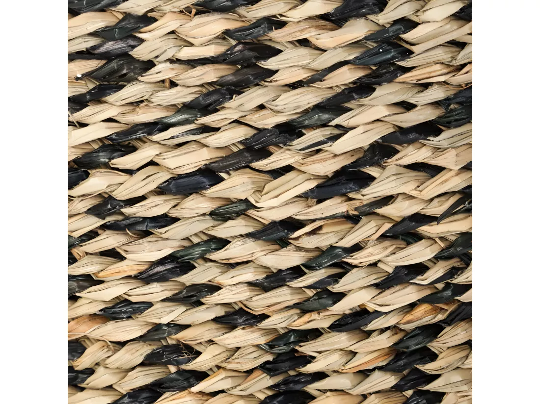 Set de 3 Paniers de rangement rond en Osier Noir et Naturel