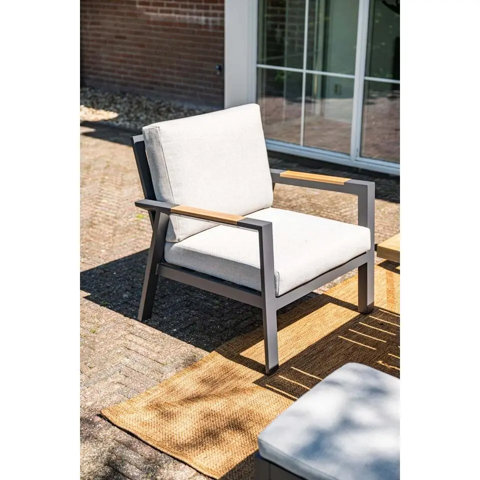 Elati lounge-dining sofa set-4-dlg.-c. black - sand - light teaklook