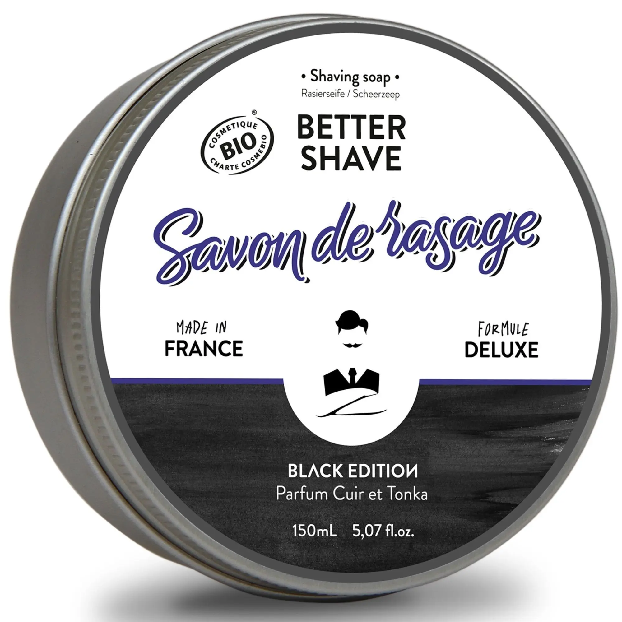 Monsieur Barbier - Black Edition Savon de Rasage BIO 150ml - Nettoyant