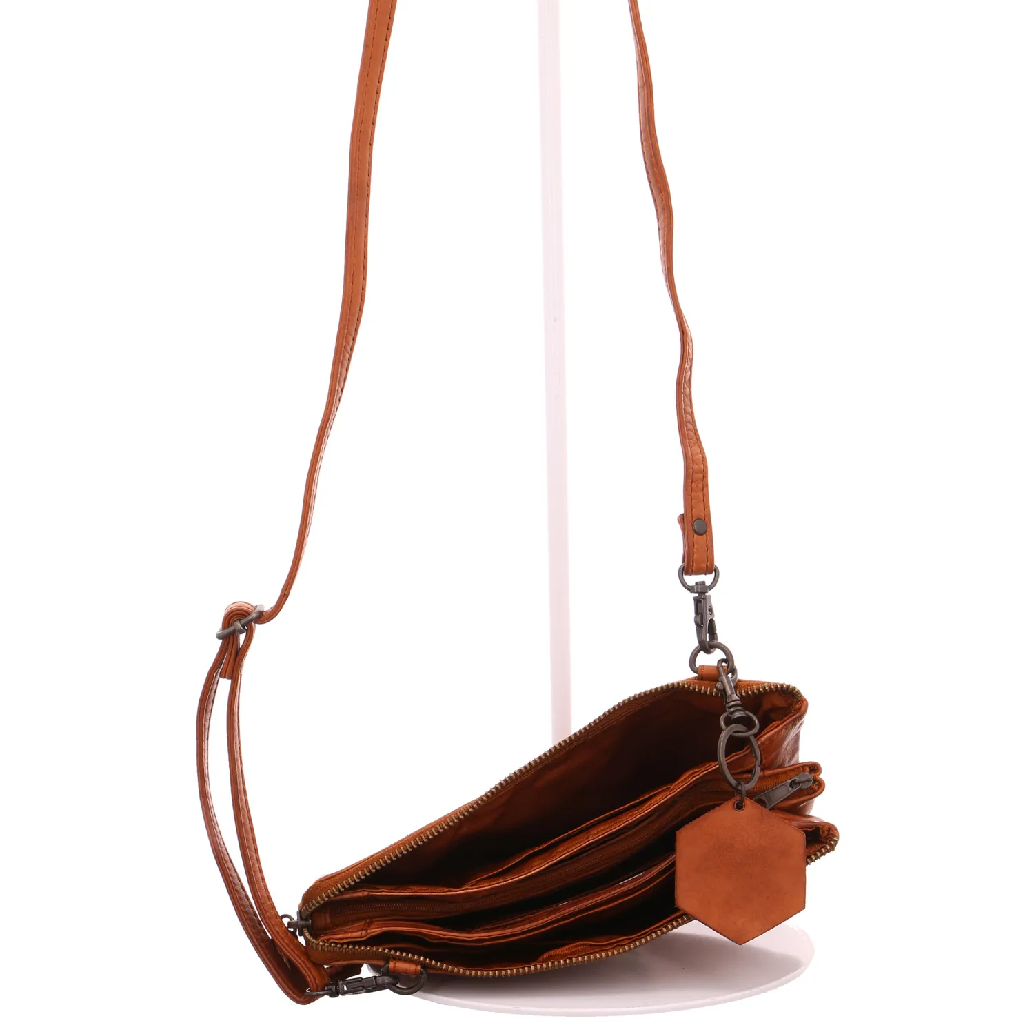 BEAR DESIGN Umhängetasche Cognac Leder