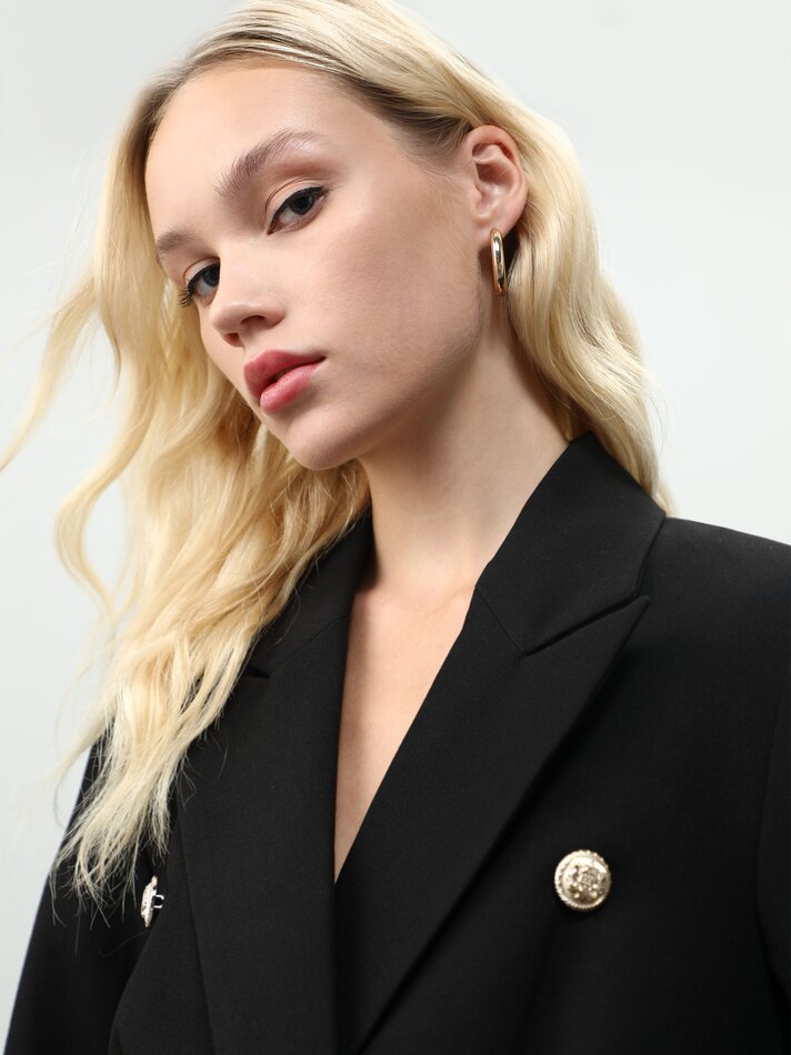 Blazer de abotoamento duplo - Preto