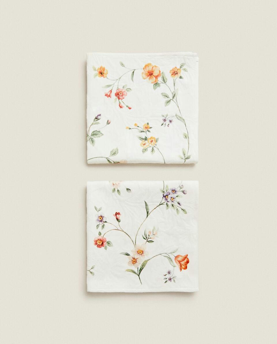 Guardanapos florais em jacquard (pacote com 2)