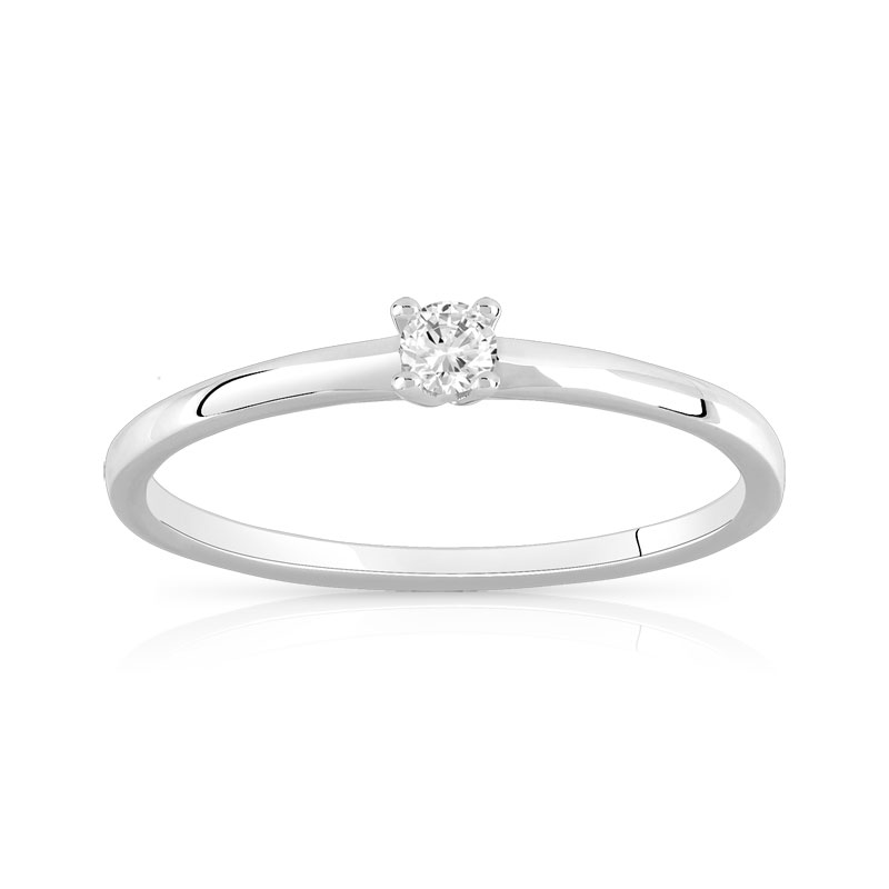 Solitaire or 750 blanc diamant 0.08 carat