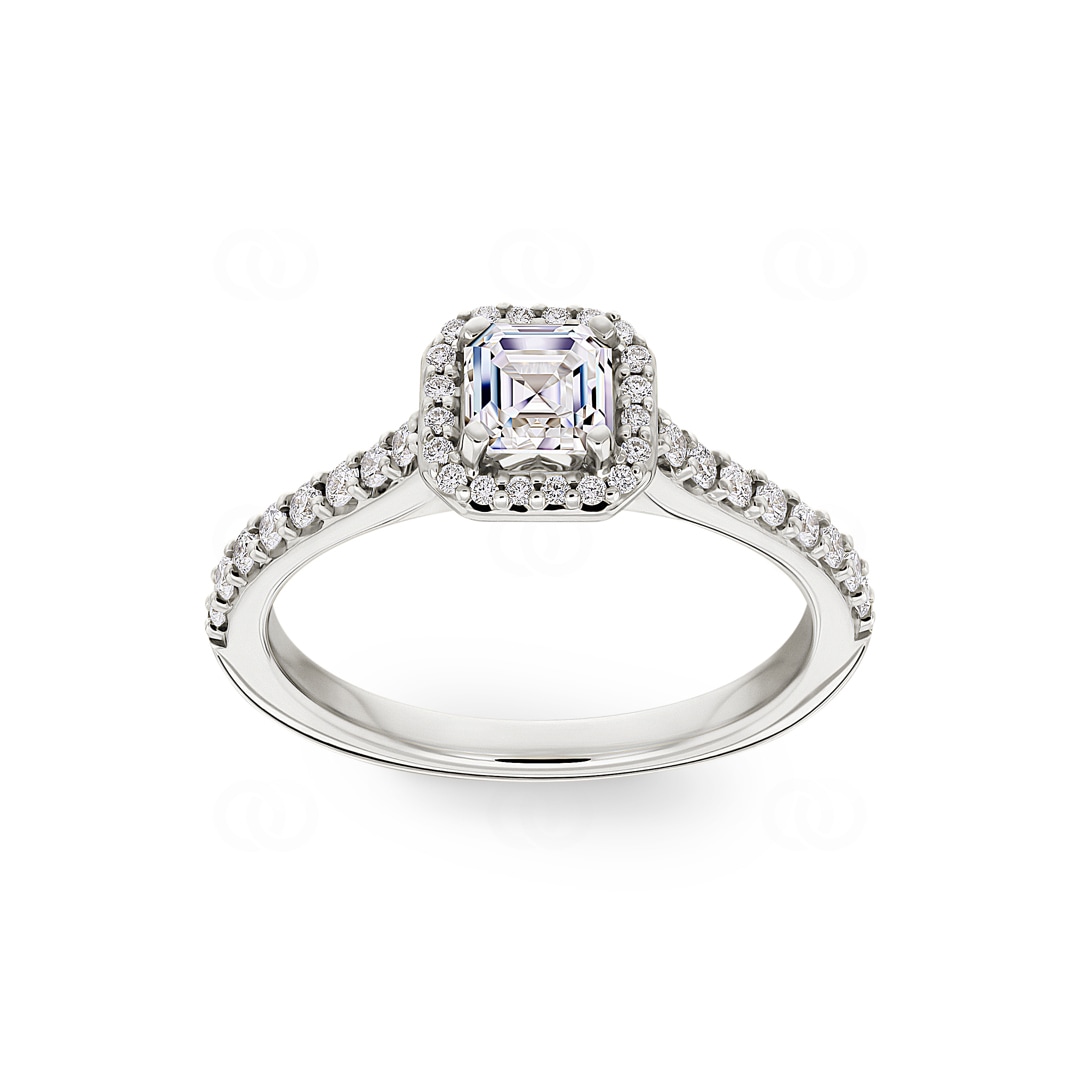 Asscher Halo Diamantring 750/18 K Weissgold 0.85 ct G/si