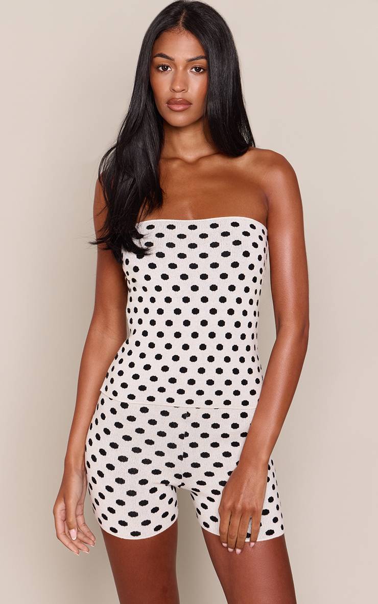 Crème Short Chaud En Maille À Pois Tall