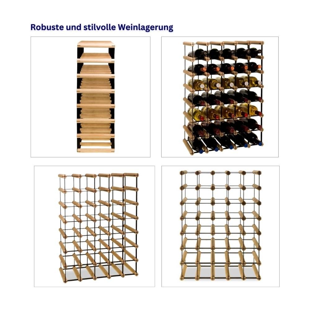 PROREGAL Modulair Wijnrek Vinotega Mod Metaal HxBxD 72,5 x 52,5 x 24,5 cm 5 x 7 Flessen Massief Dennenhout Bruin Geolied