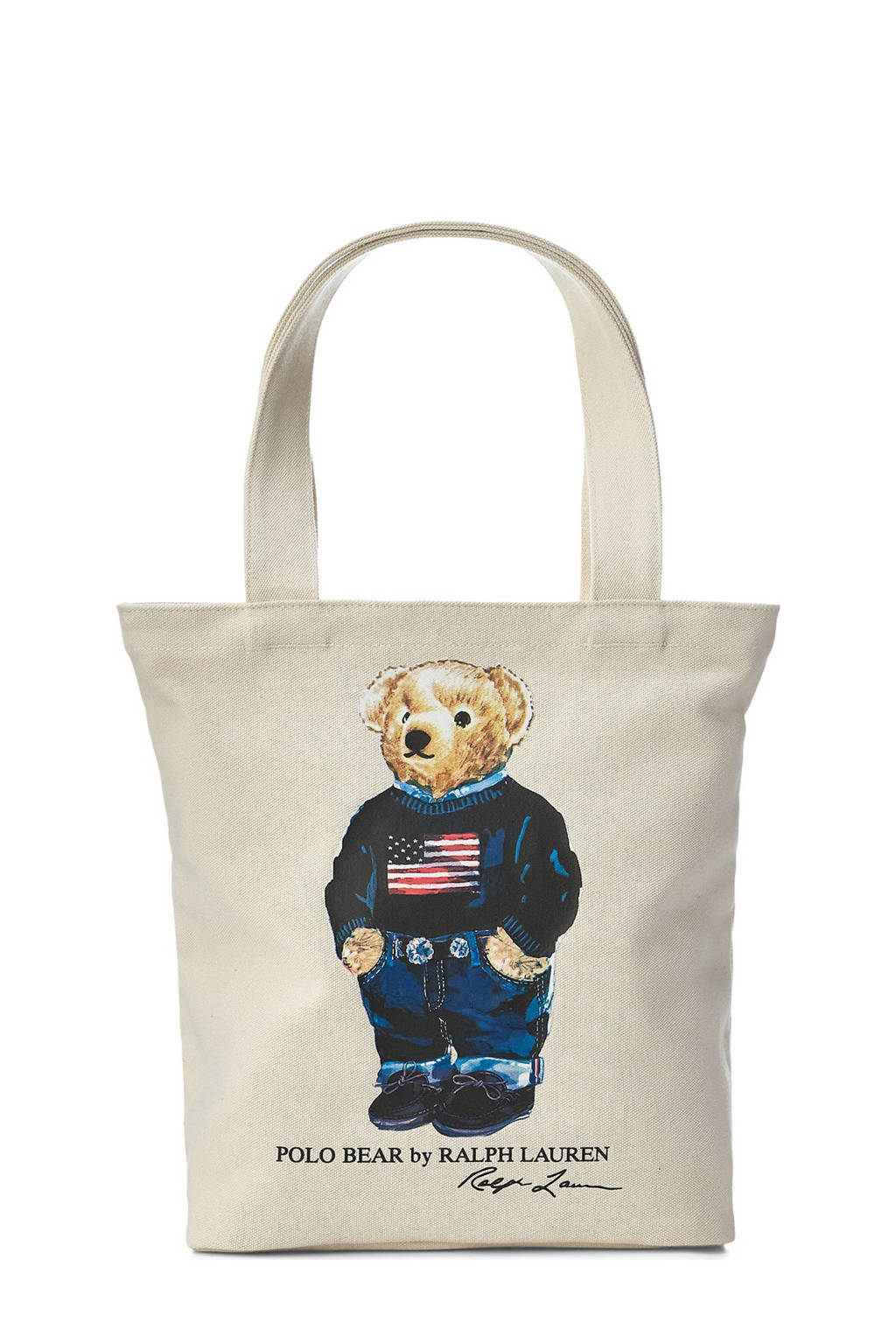 shopper met printopdruk ecru
