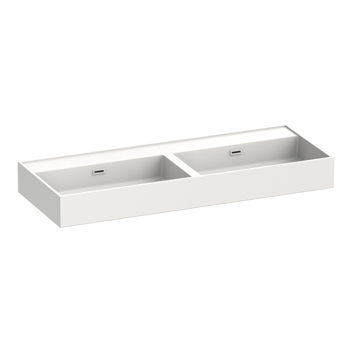 Brauer Gravity dubbele wastafel mineraalmarmer 120cm zonder kraangat wit glans