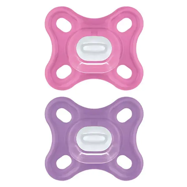 MAM Comfort Sucette Physiologique +0m Rose Lot de 2 + Boîte de Stérilisation