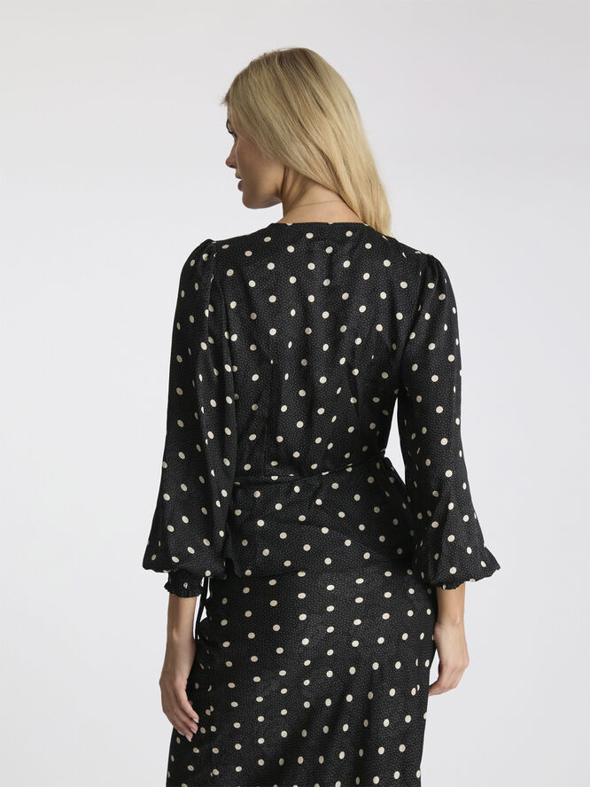 Neo Noir Merry Retro Dot Blouse Black